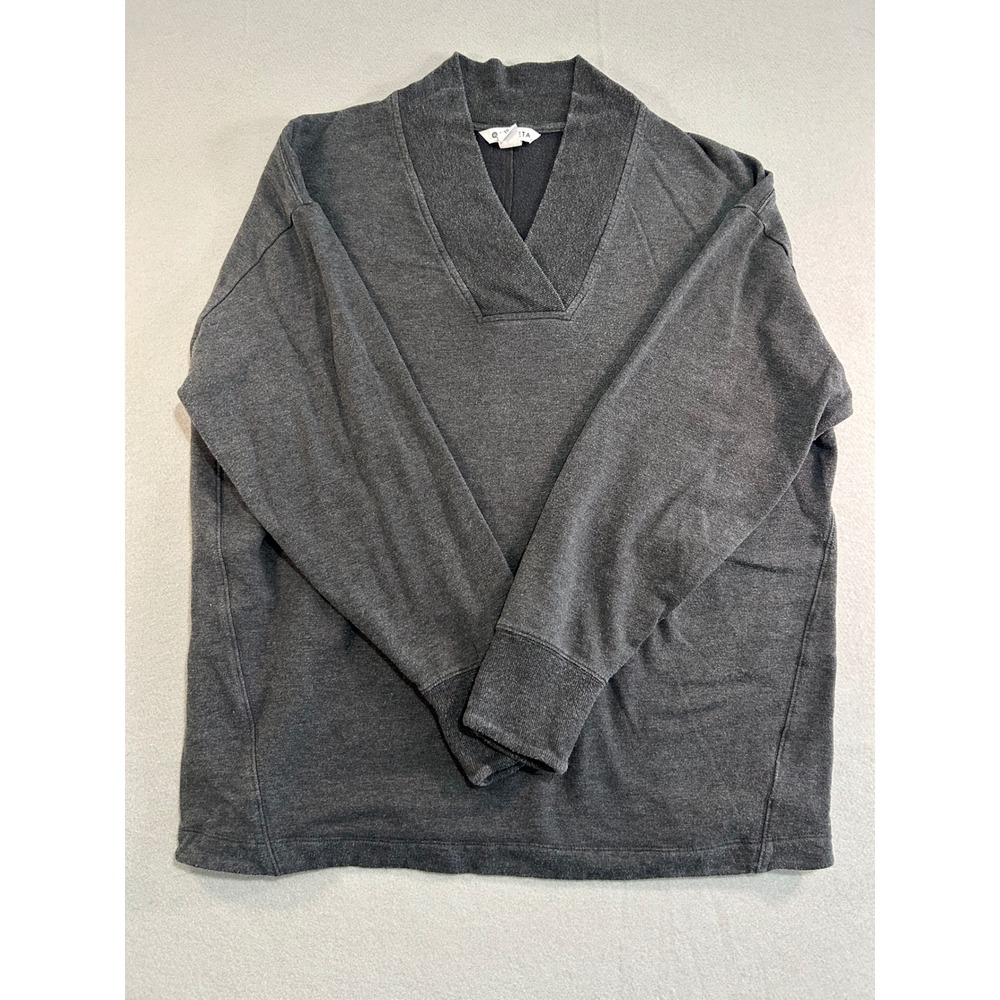Athleta Clarity V Neck Sweatshirt Womens XL Gray Fleece Pullover Heathered